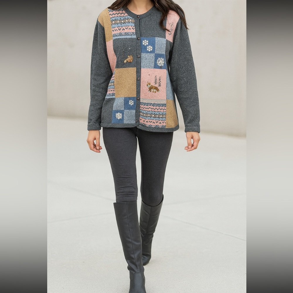 Tabi - vintage cardigan - with embroidery / button